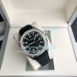 Copy Patek Philippe Aquanaut 5167A Black Dial Diamond Bezel Black Rubber Strap Watch